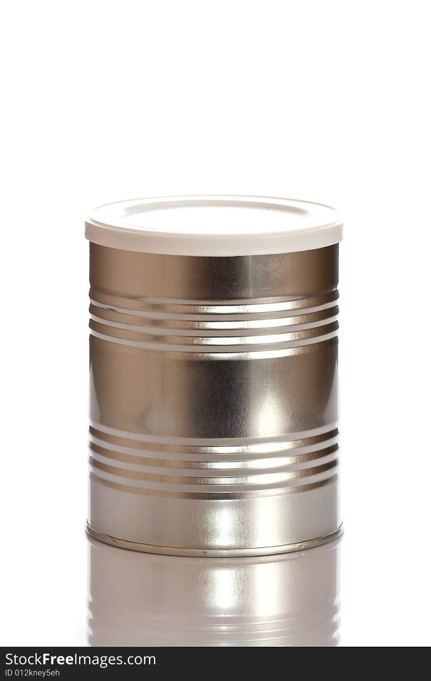 Metal Tin Container on white background