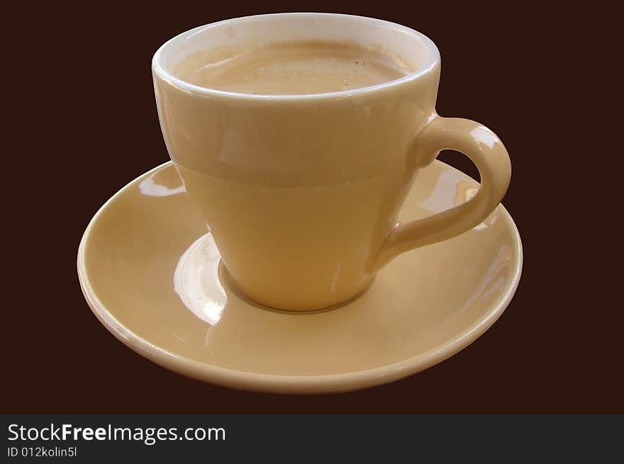 Cup of coffee with a brown background