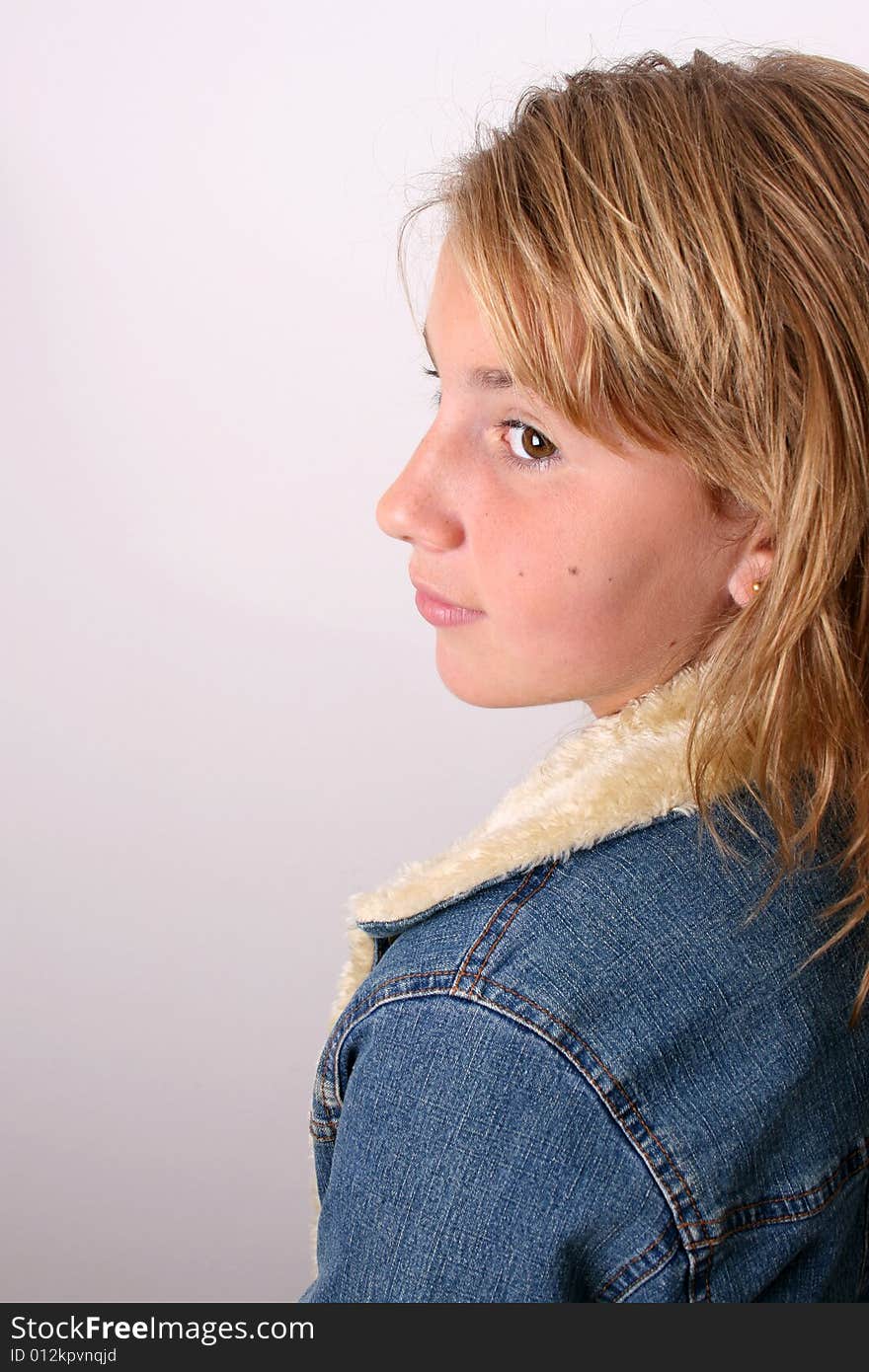 Teenage female model on a white background. Teenage female model on a white background