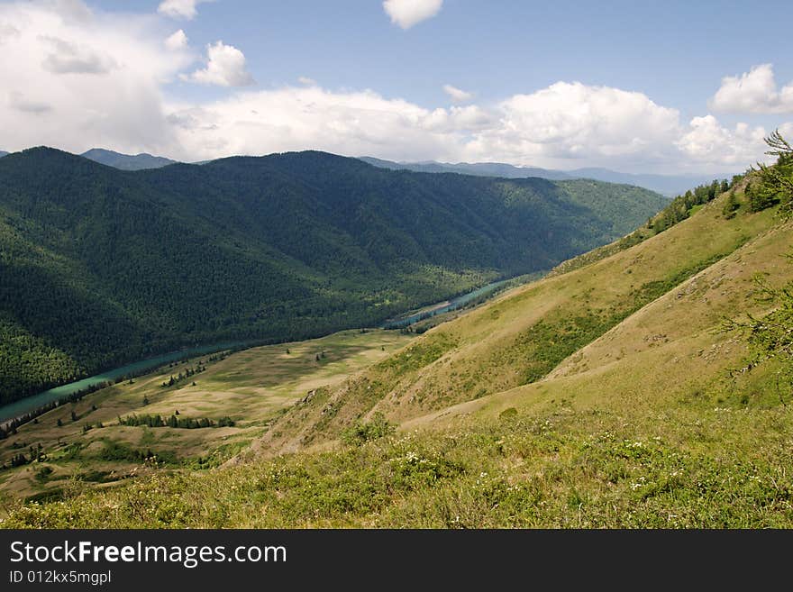 Katun river in the Altai mountains. Katun river in the Altai mountains