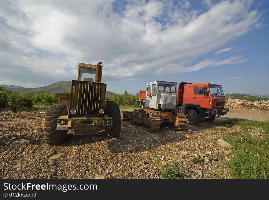 Old machinery on the municipal waiting next working day.