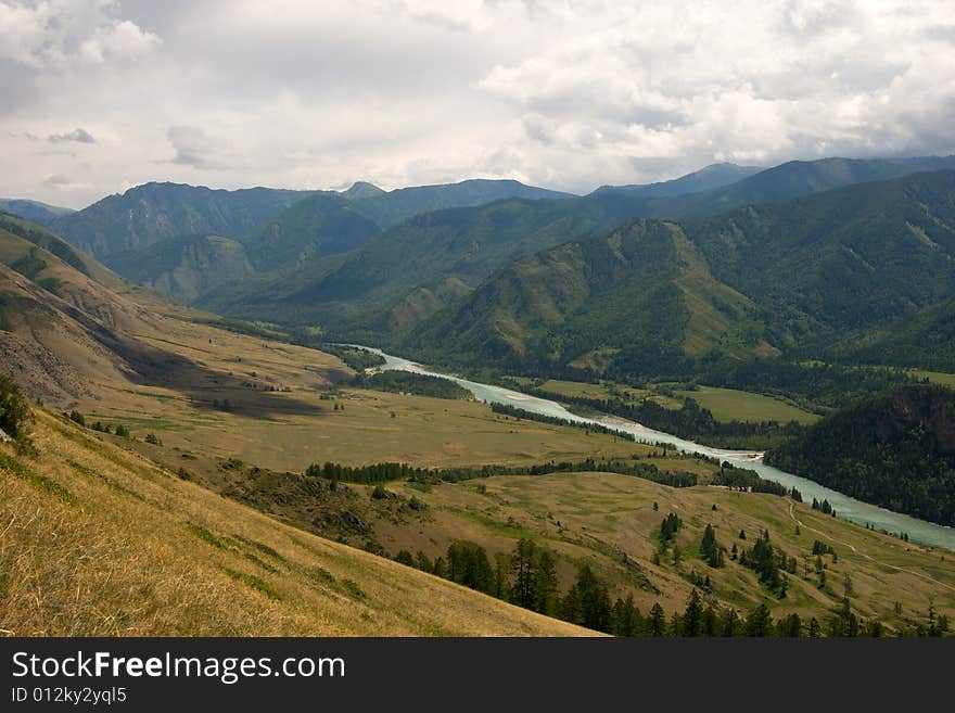 Katun river in the Altai mountains. Katun river in the Altai mountains