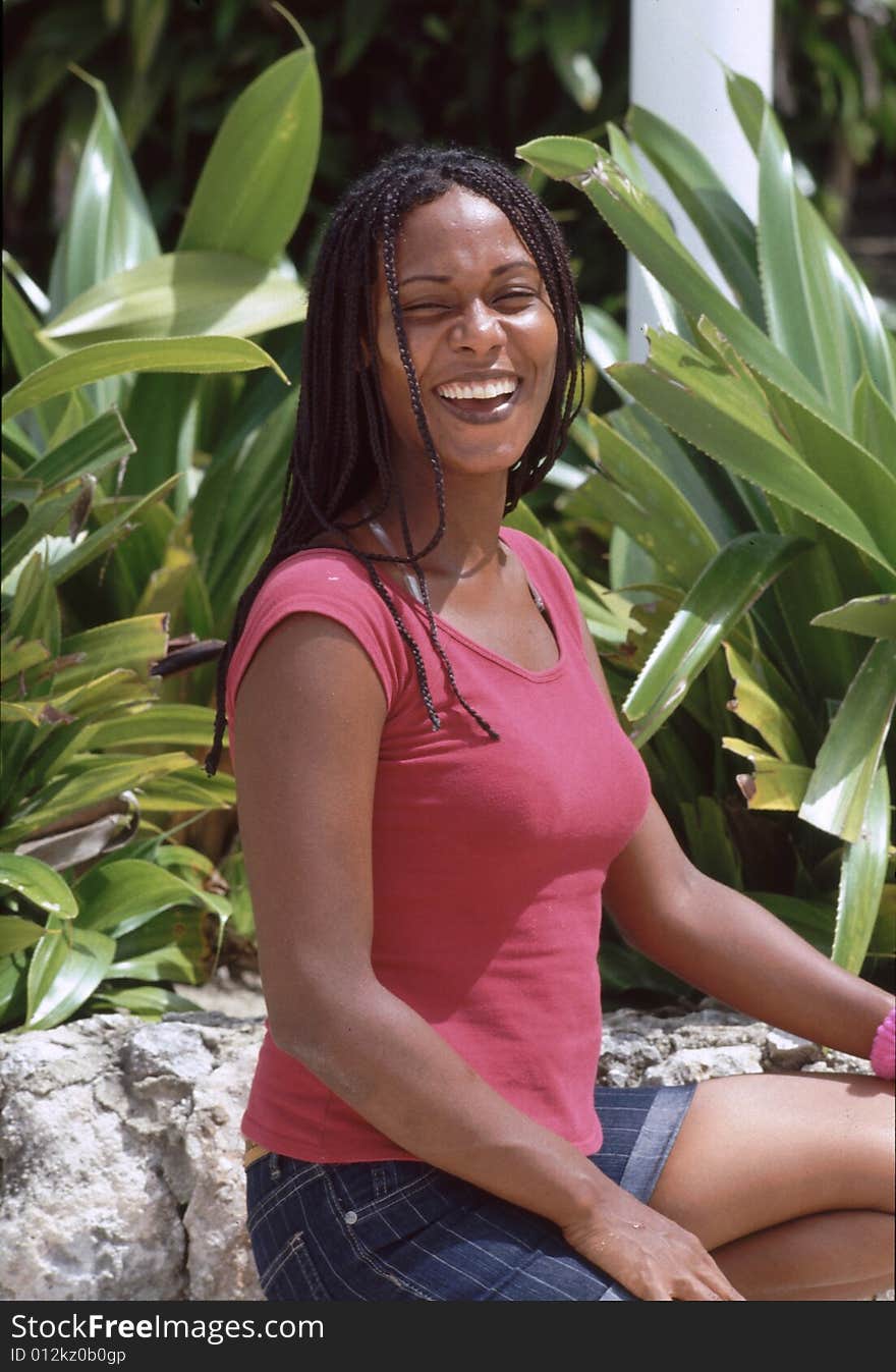 Caribbean lady laughing