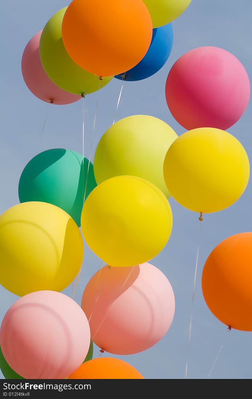 Colored balloons on blue sky. Colored balloons on blue sky