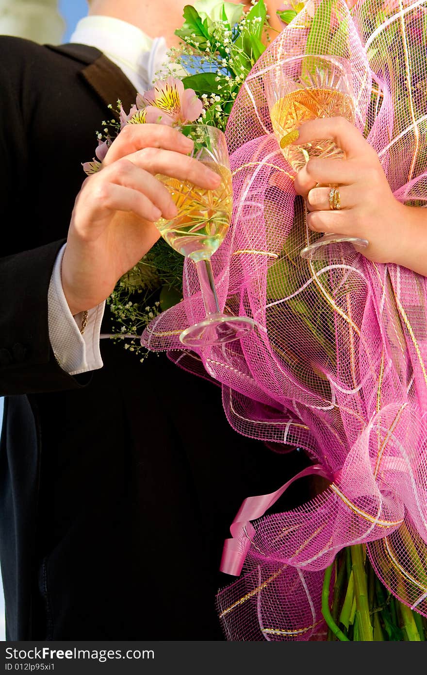 Colorful wedding shot of bride and groom. Colorful wedding shot of bride and groom