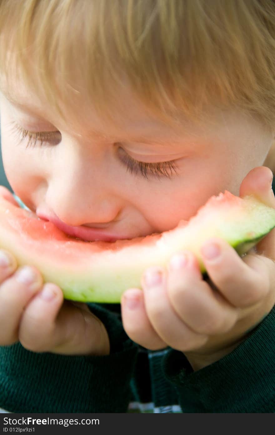 Boy Savors Watermelon