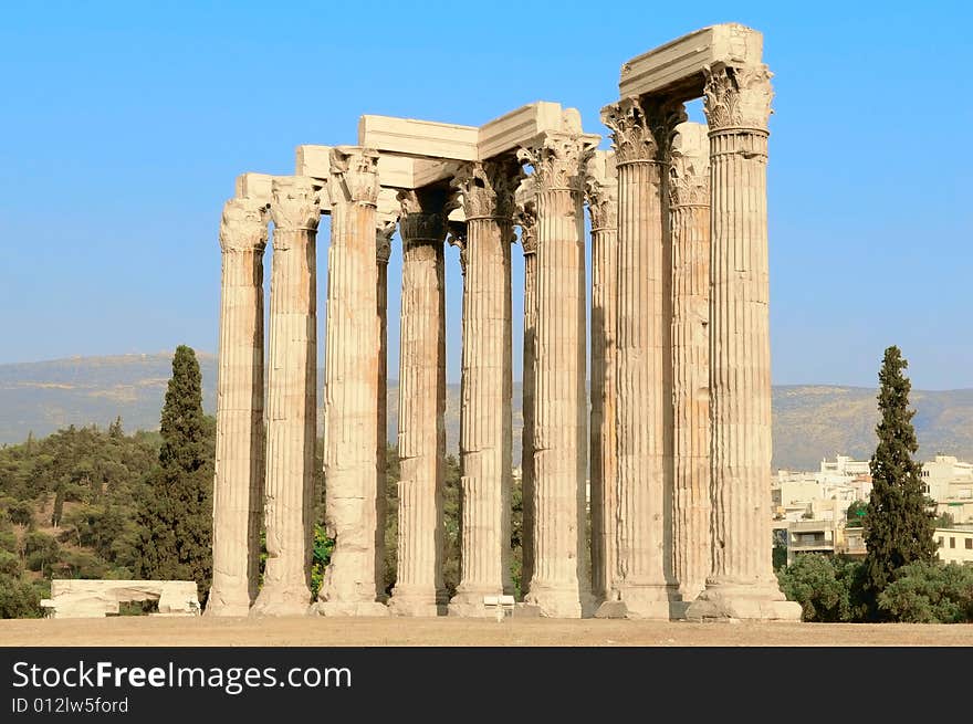 The temple of Olympian Zeus in Athens, Greece