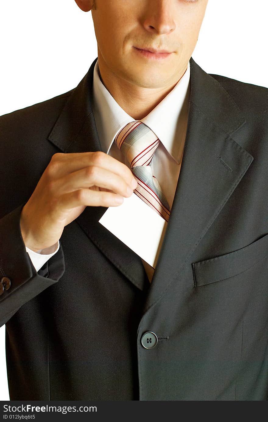 Young Businessman Holding Blank Card