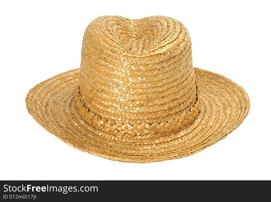 Hand made straw hat isolated on white