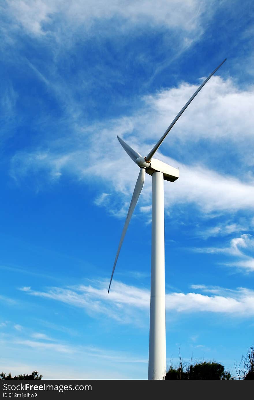 Windmill and blue sky white clouds