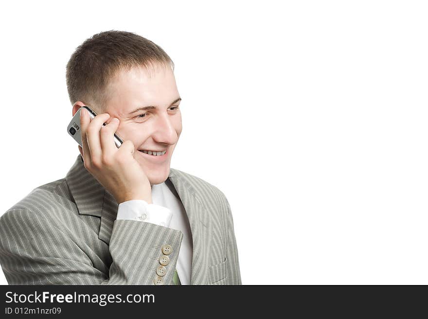 Young Busunessman Calling Mobile Phone