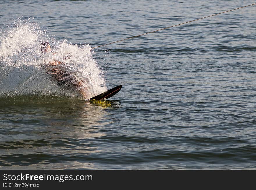 This is a wakeboarder in the water