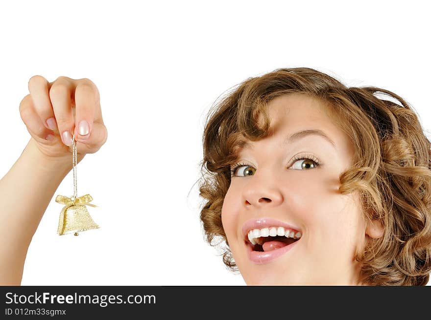 Pretty curly girl with bell