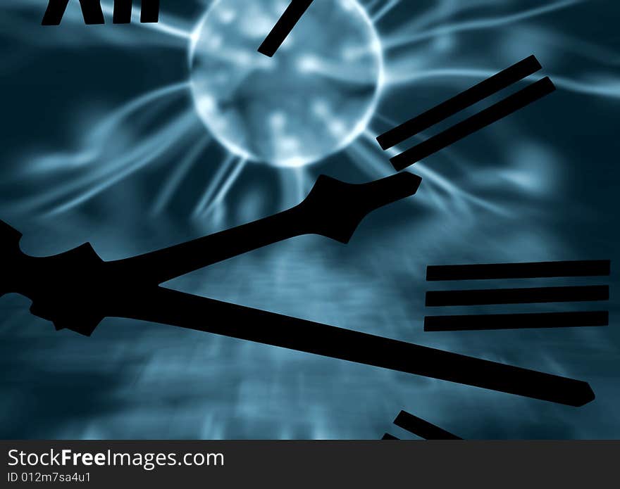 Conceptual image of clock face over plasma background. Conceptual image of clock face over plasma background