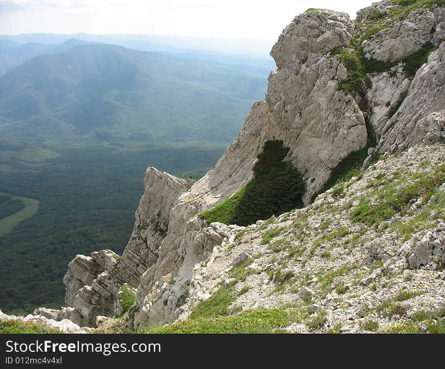 Stone springboard over the valley