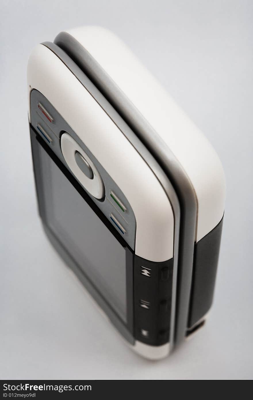 Modern mobile phone on a grey background