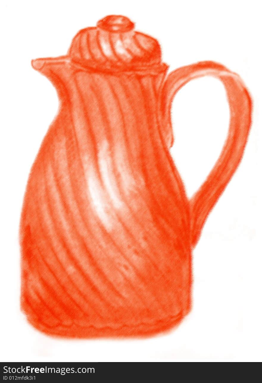 Photo of red pencil drawn ewer. Photo of red pencil drawn ewer