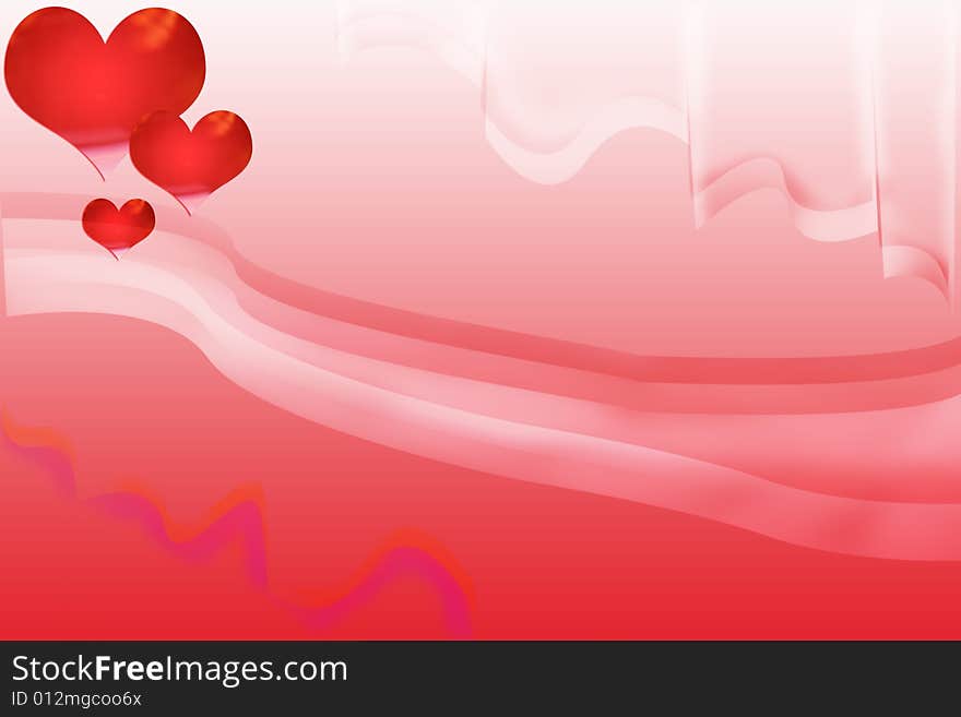 Hearts on a red background. Hearts on a red background