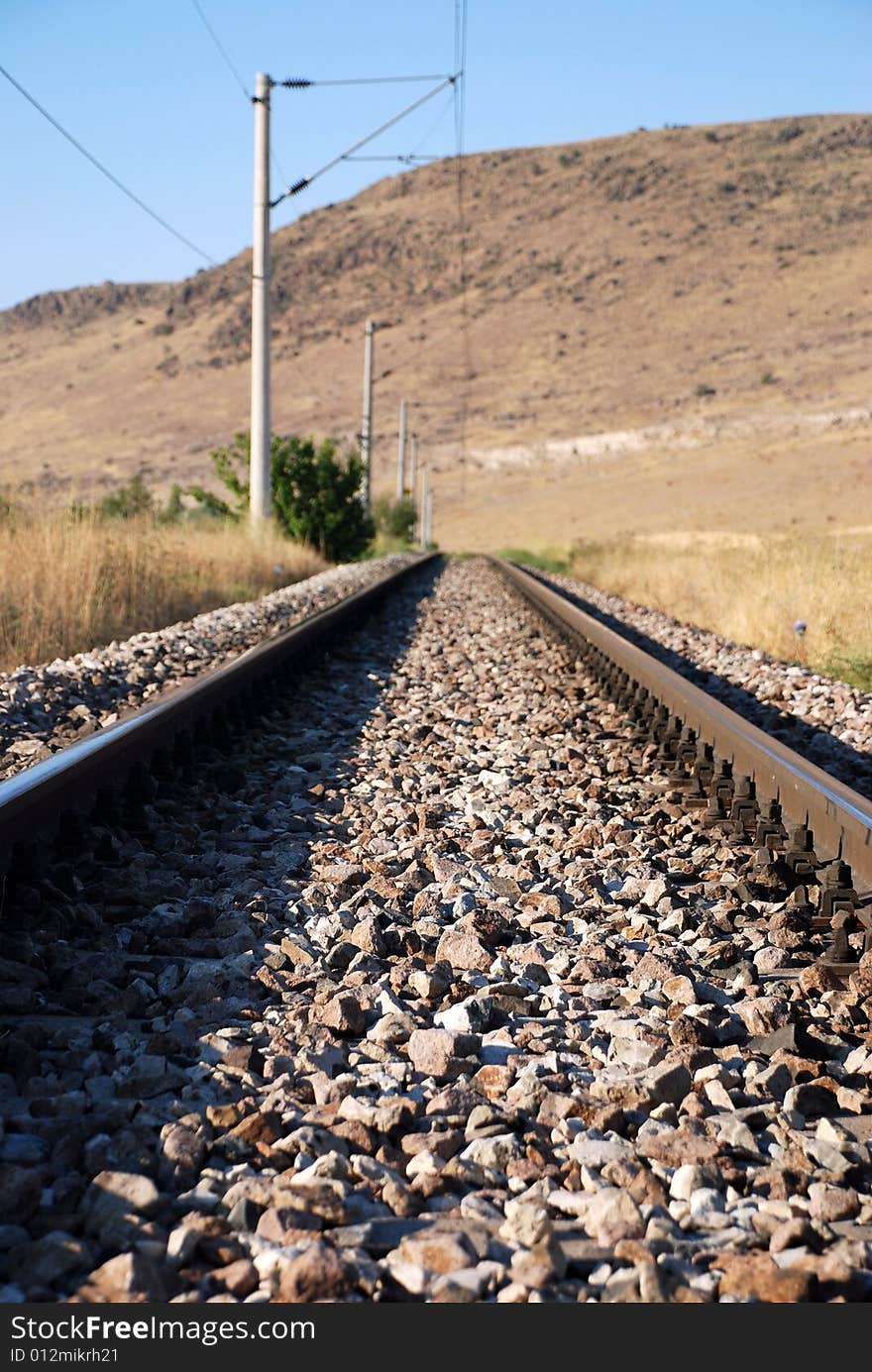 Railway tracks and view of  landscape