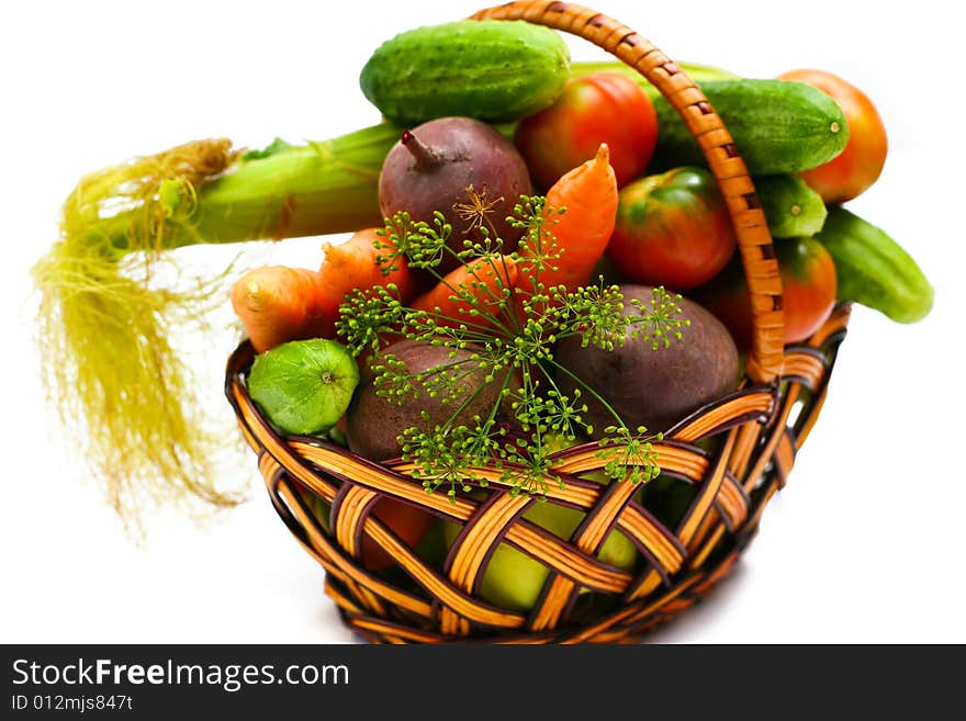 Vegetables in wooden basket