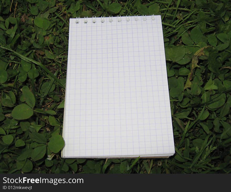 Office notepad on the grass