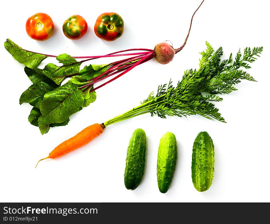 An image of various fresh vegetables isolated on white