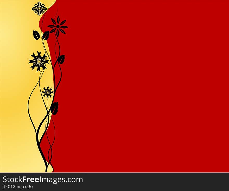 Red and golden floral background vector illustration. Red and golden floral background vector illustration