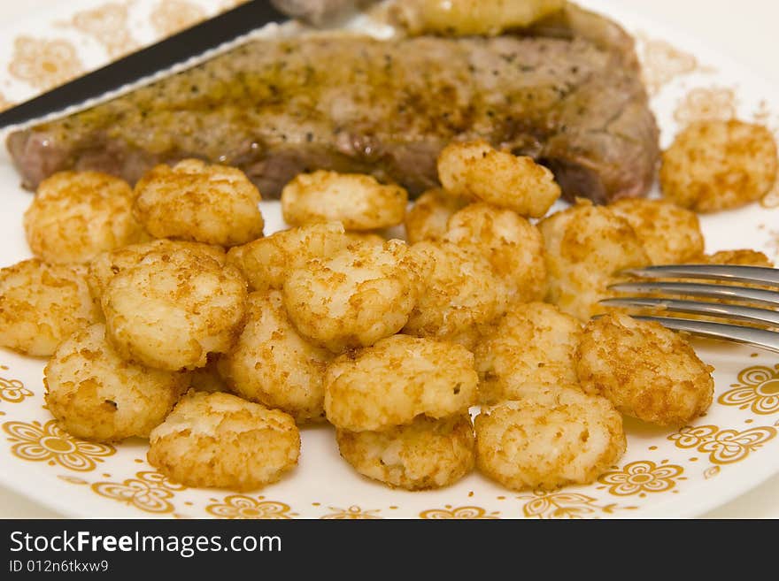 Potato Buds and Steak