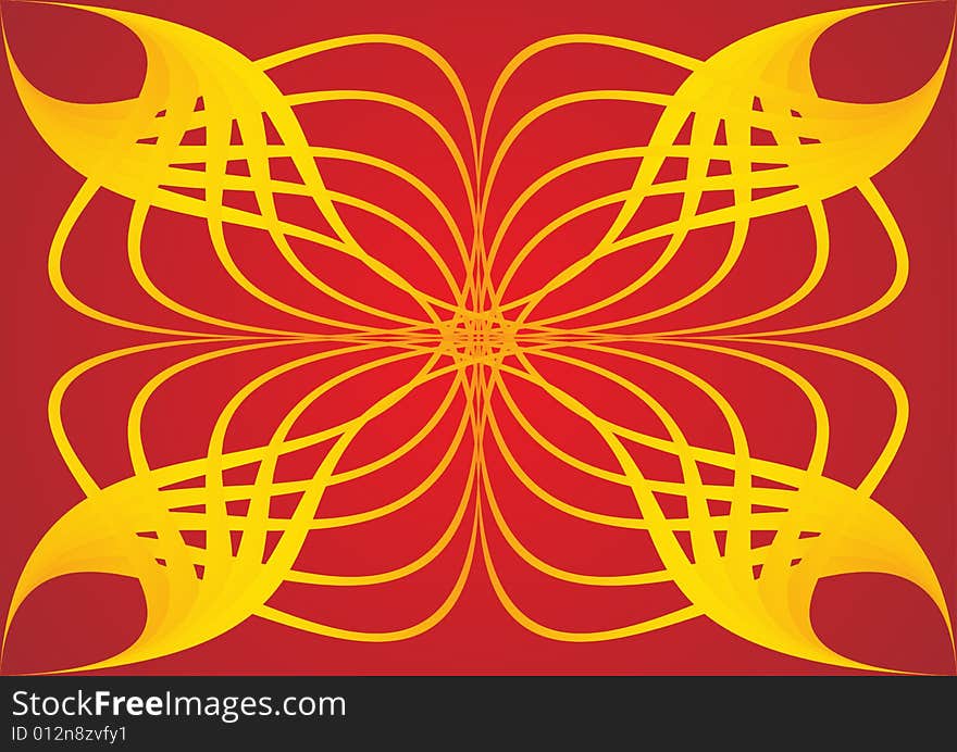 Abstract curves design in yellow and red. Abstract curves design in yellow and red