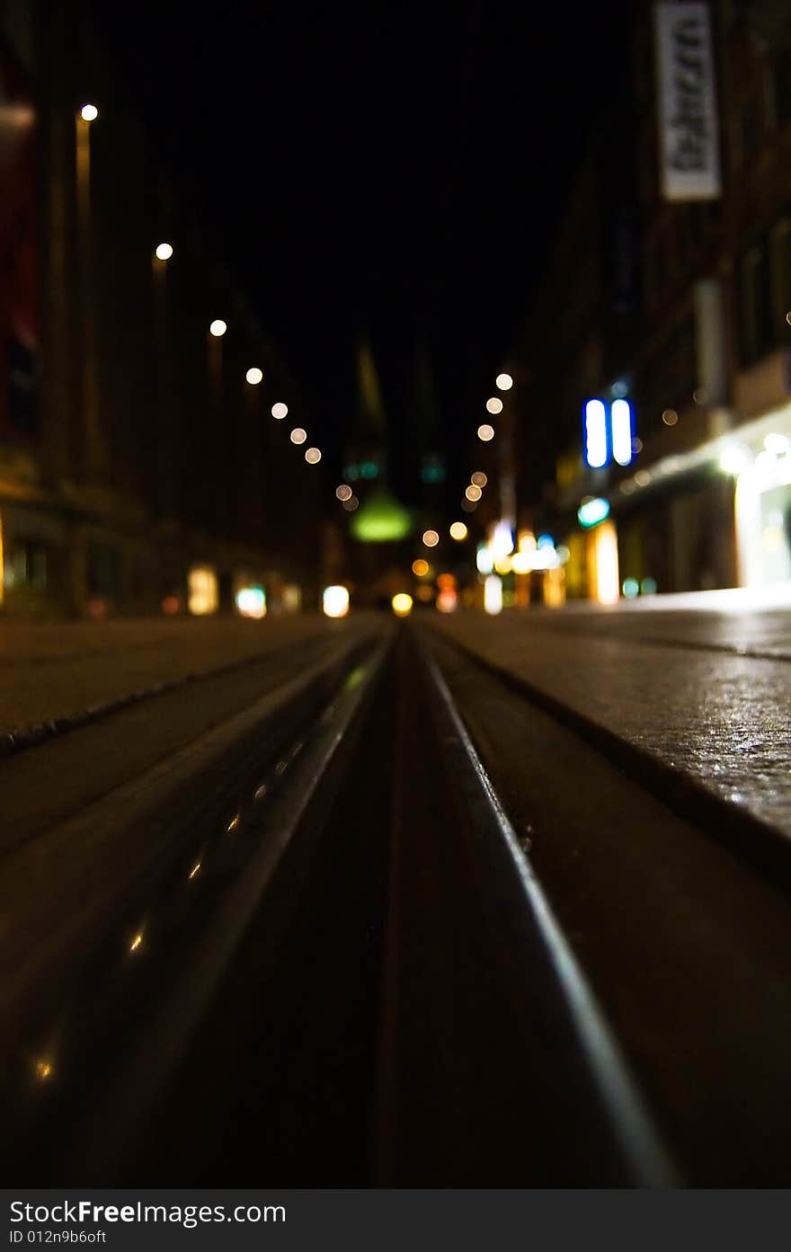 Night lights taken in bremen, low perspective and shallow focus