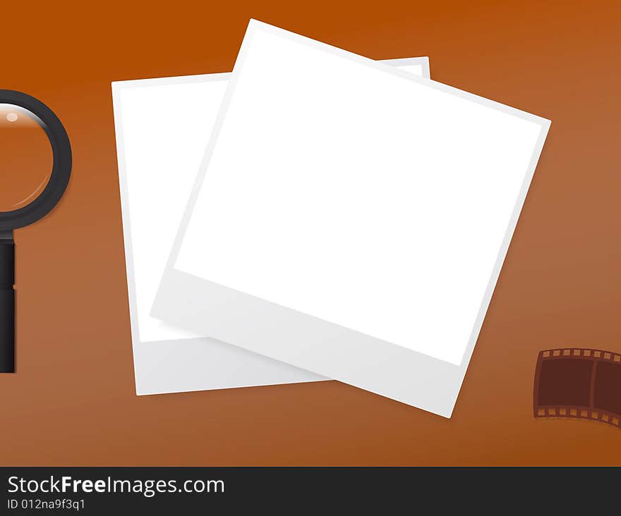 Illustration of photo frames on solid background