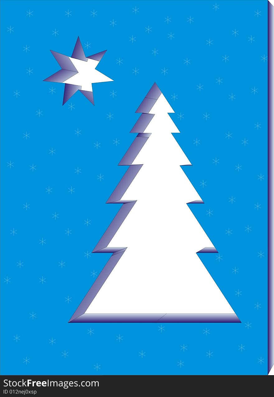 3D X-mas tree with star above. 3D X-mas tree with star above