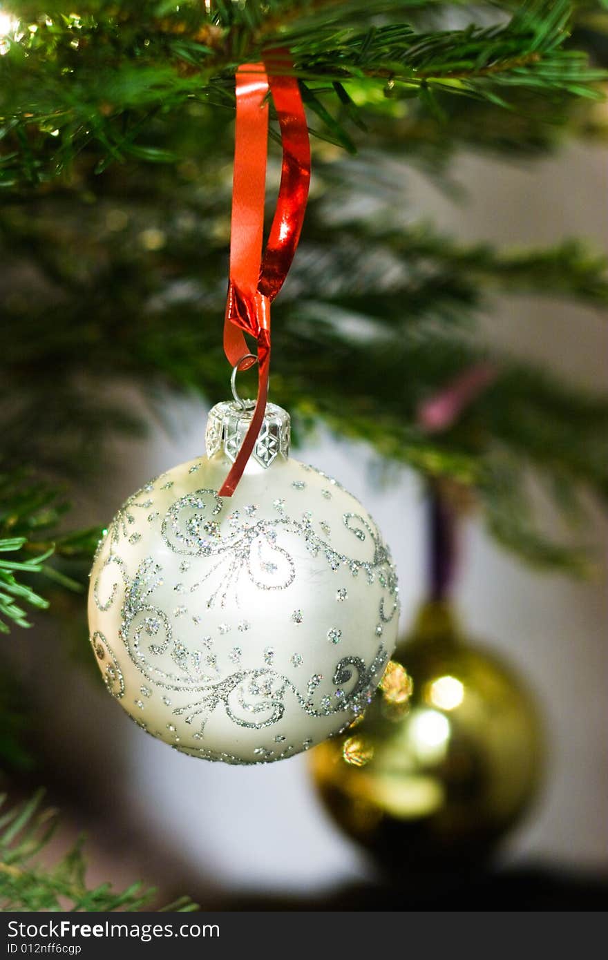 Christmas ball on the fir tree. Christmas ball on the fir tree