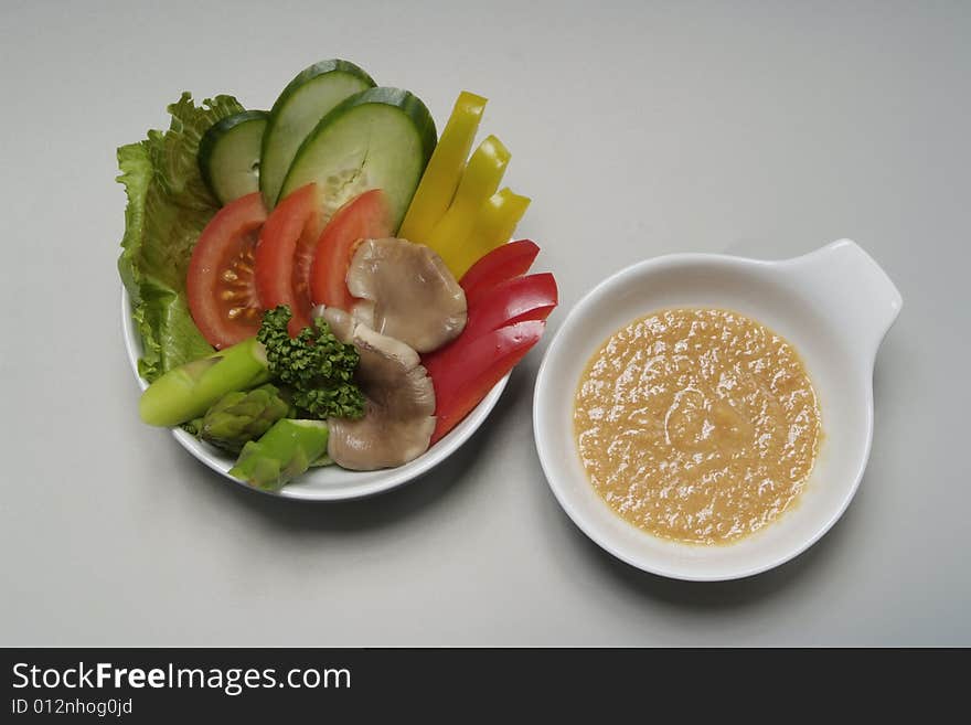 Food japanese on two white plates