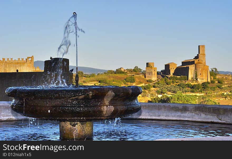 A fountain and Landscape of Tuscania