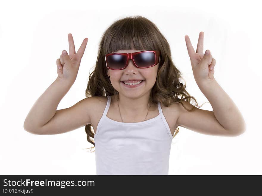 Little girl on a white background. Little girl on a white background