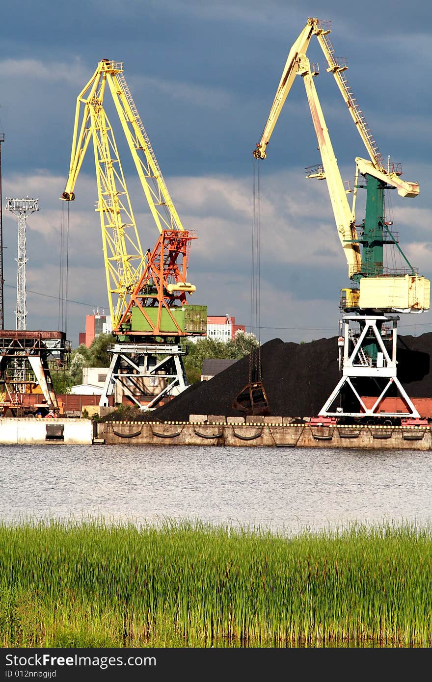 working crane in the port