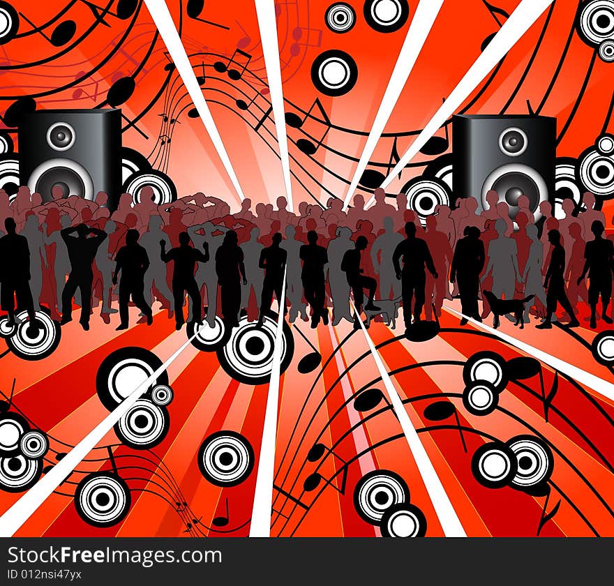 Illustration of background with people at the party or concert