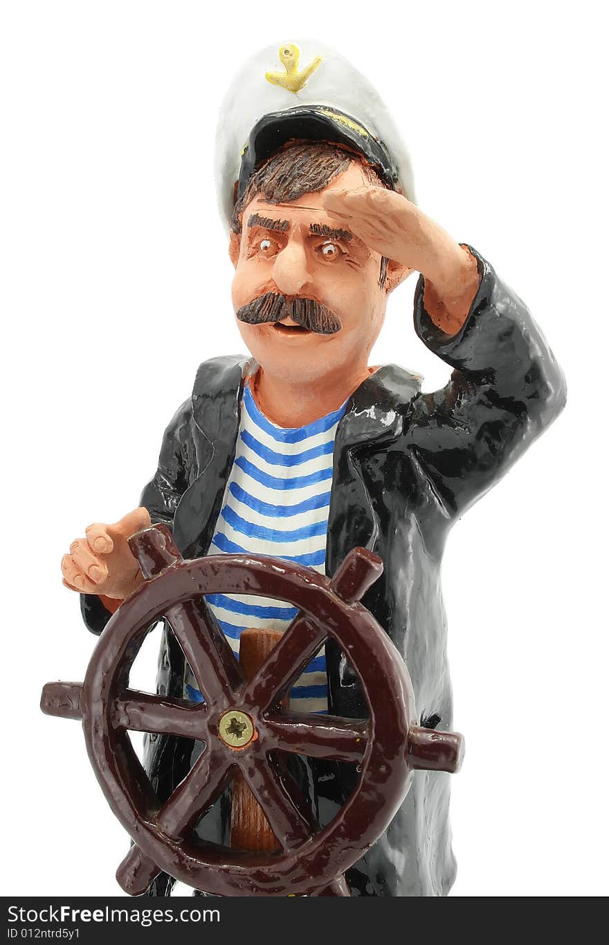 Captain with steering-wheel isolated