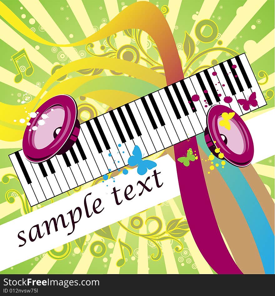 Musical background for your text with piano and youthful design elements