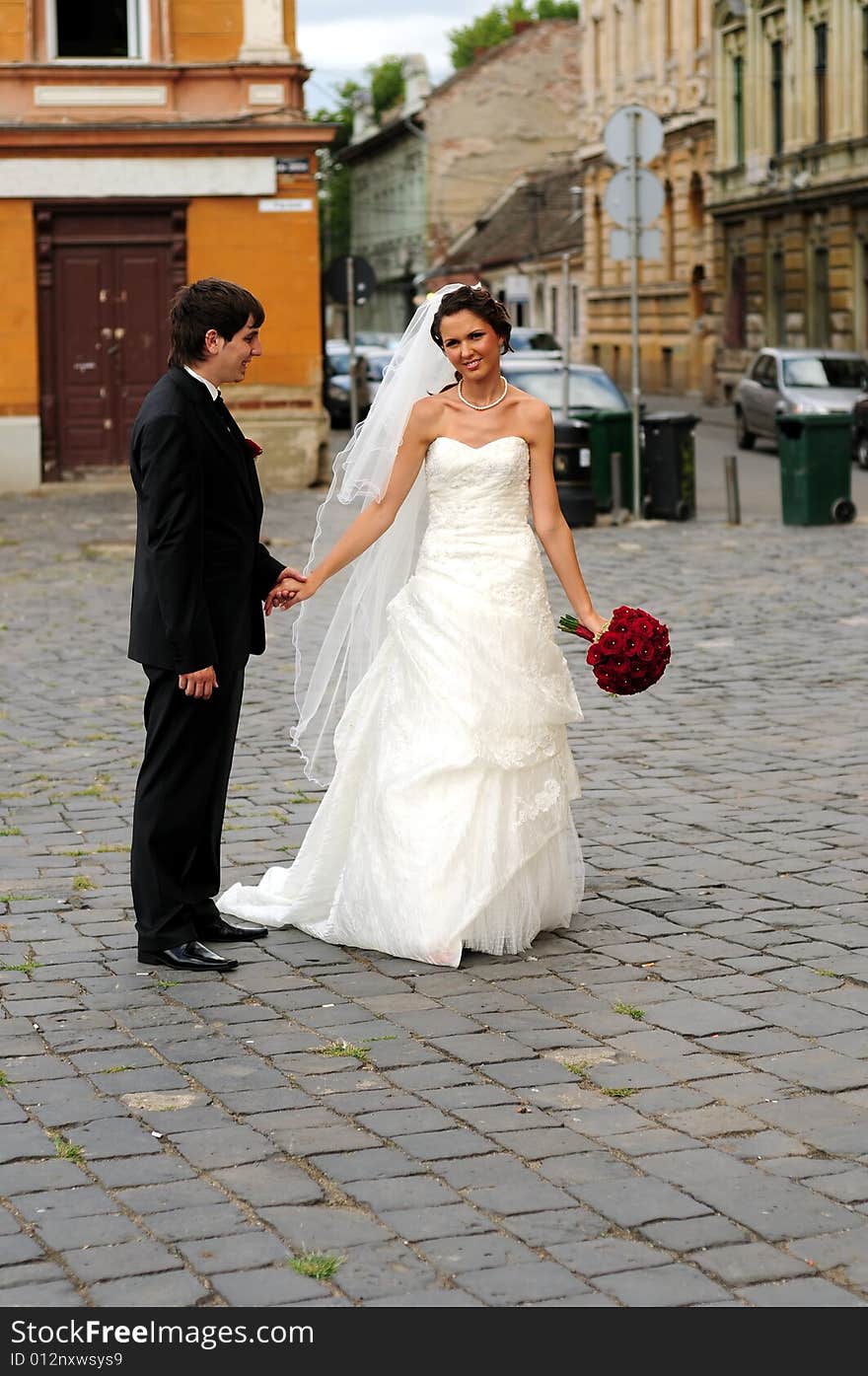 Portrait of bride and groom