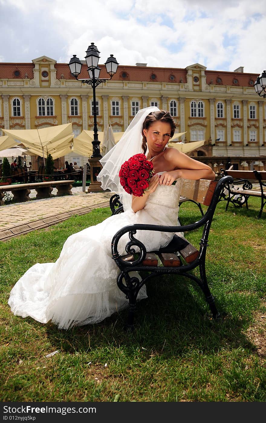 Bride posing before her wedding