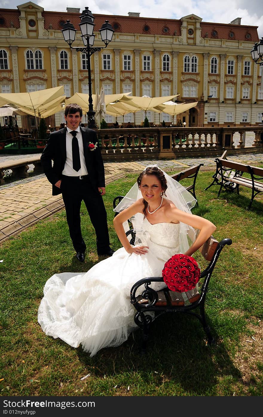 Portrait of bride and groom