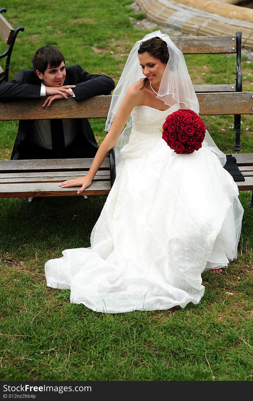 Portrait of bride and groom