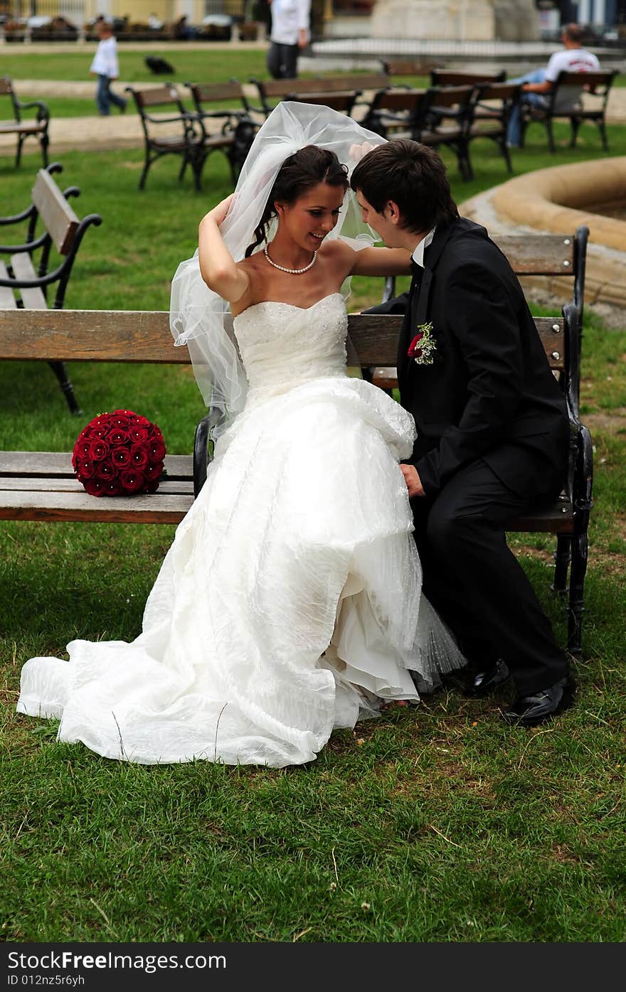 Portrait of bride and groom