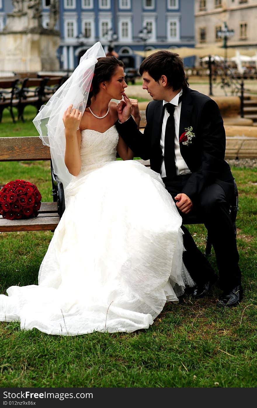 Portrait of bride and groom