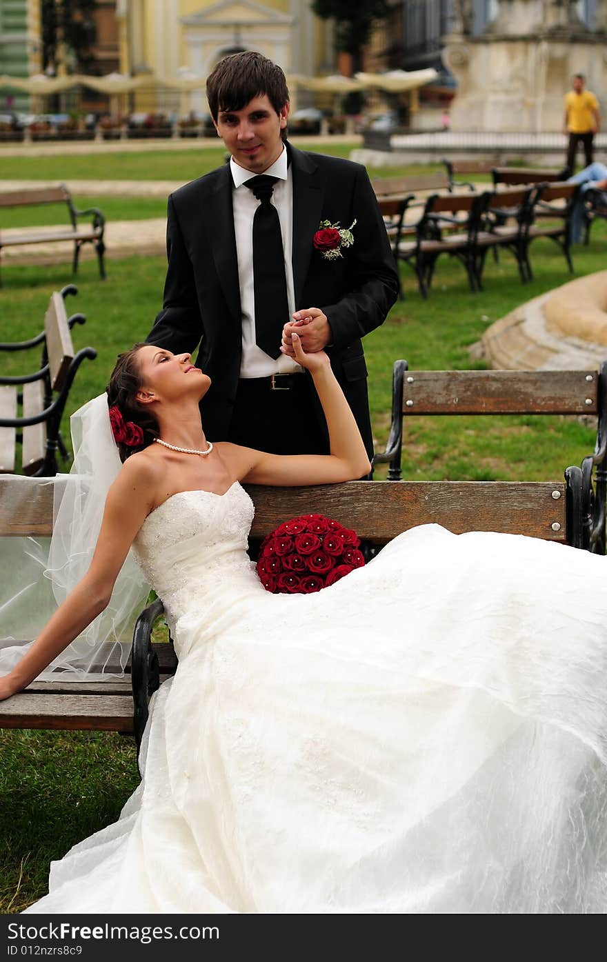 Portrait of bride and groom