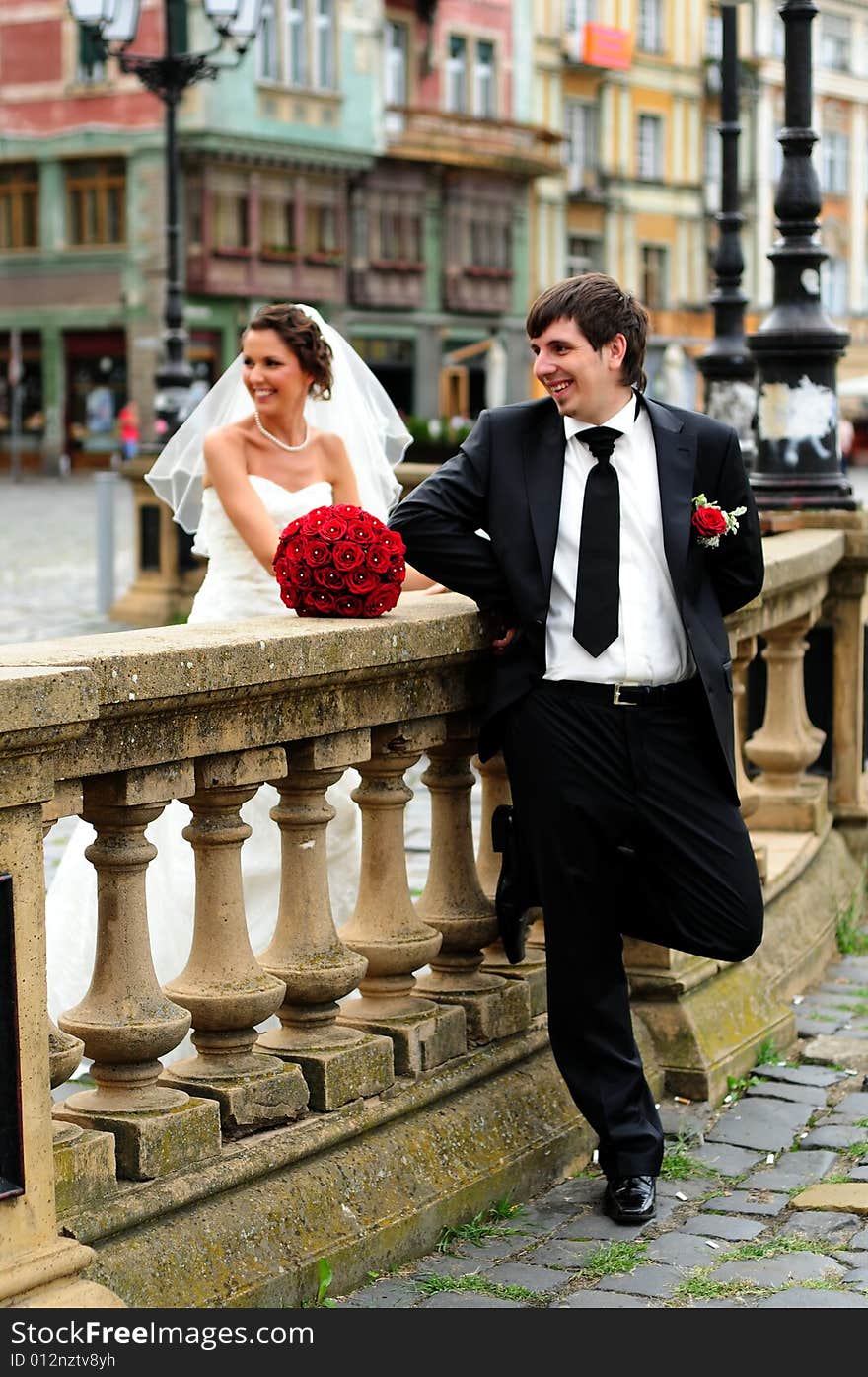 Portrait of bride and groom