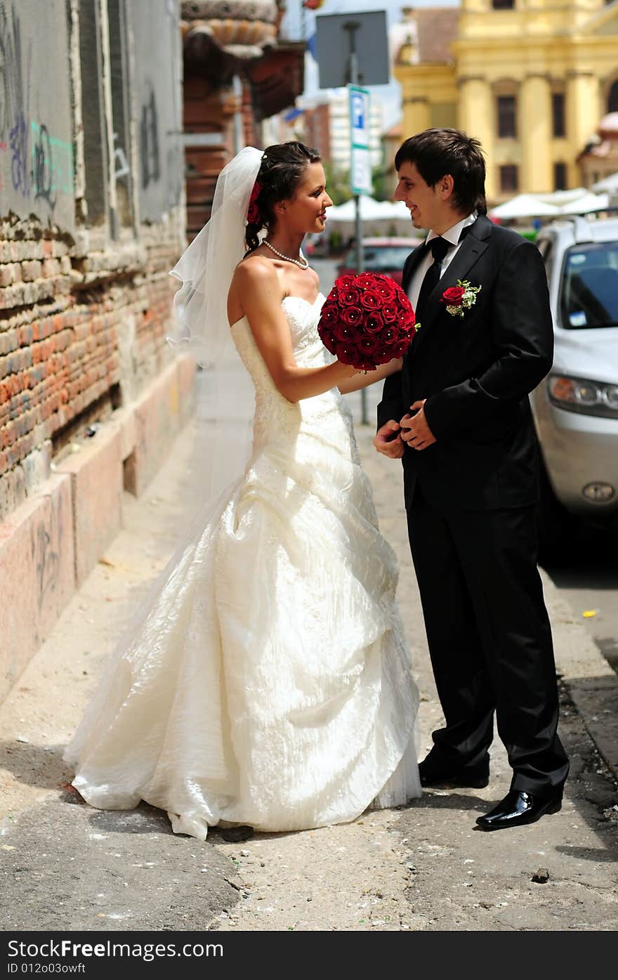 Portrait of bride and groom