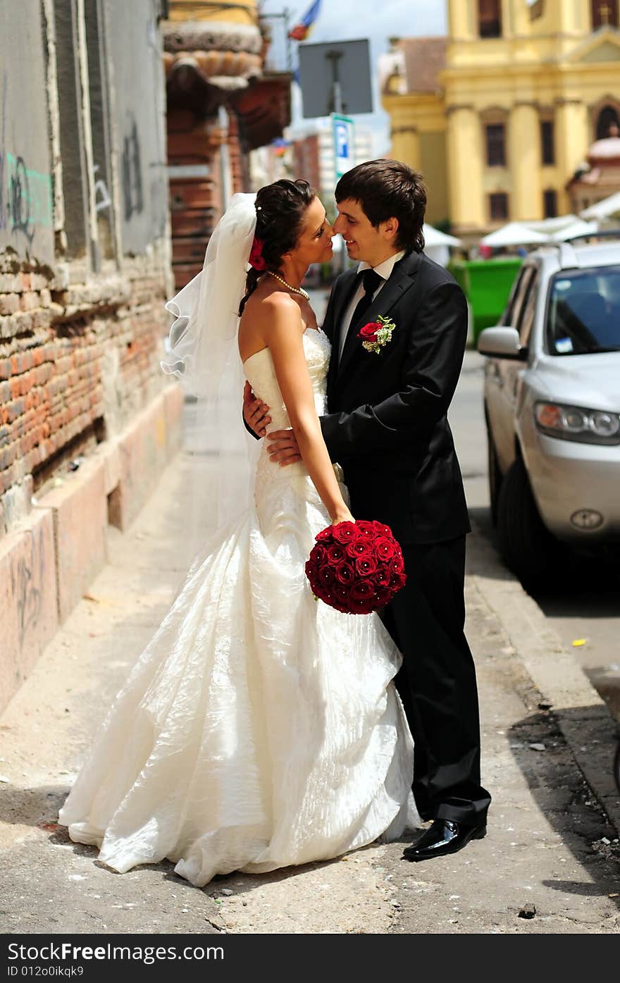 Portrait of bride and groom